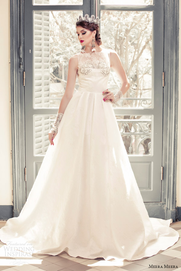 meera meera bridal fall 2013 2014 sleeveless a line princess wedding dress