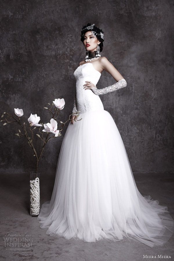 meera meera fall 2013 2014 strapless wedding dress