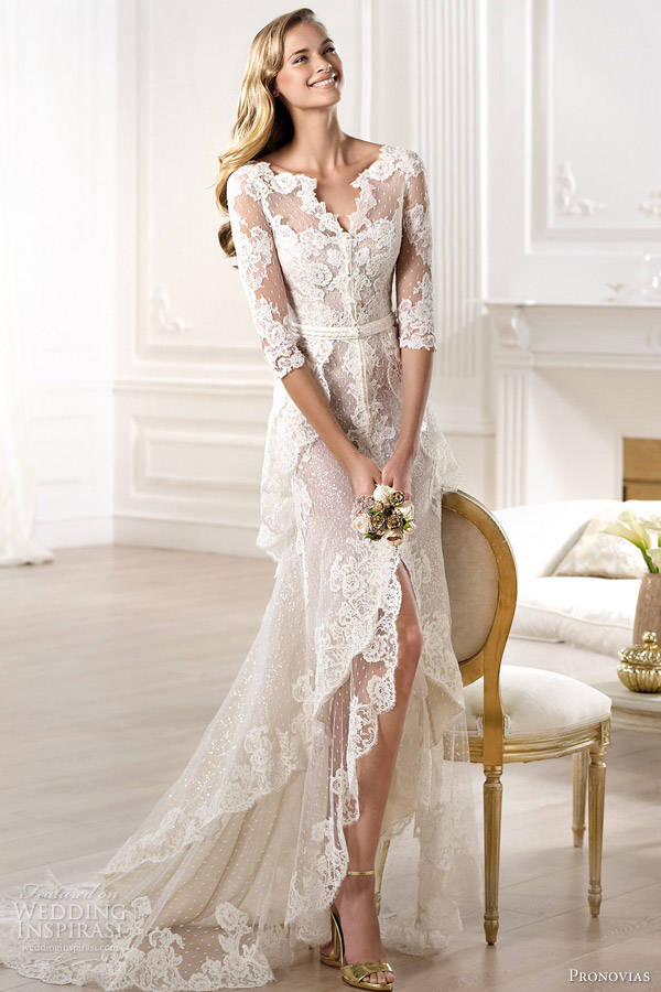 pronovias 2014 atelier bridal collection yaela lace wedding dress