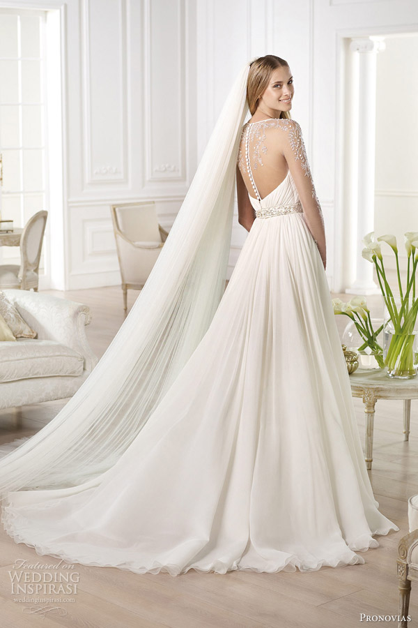 pronovias 2014 atelier bridal collection yajaida long sleeve wedding dress illusion back