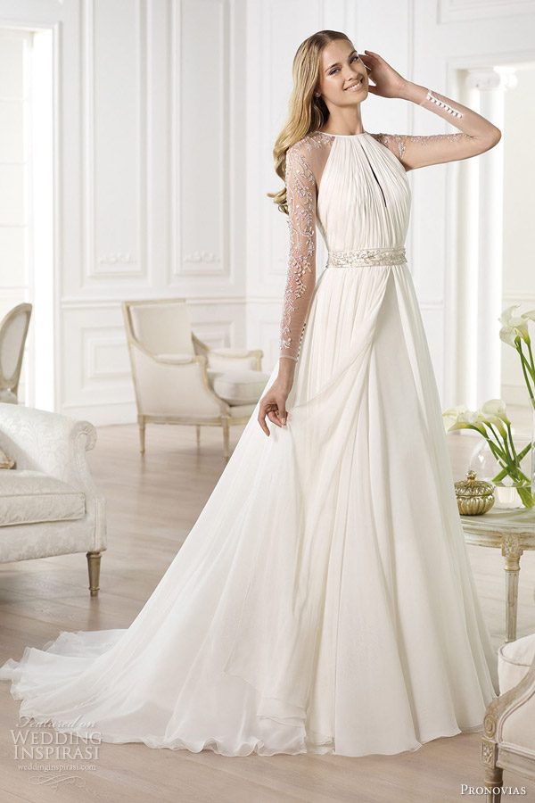 pronovias 2014 atelier bridal collection yajaida long sleeve wedding dress