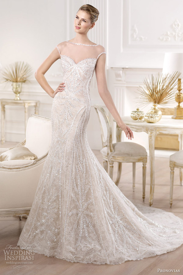 pronovias 2014 yirsa atelier wedding dress illusion cap sleeves