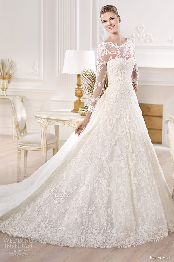 pronovias bridal 2014 atelier collection yesuru long sleeve wedding dress