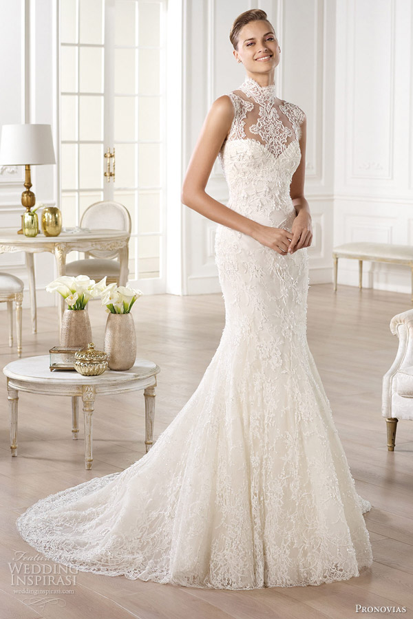 pronovias bridal atelier 2014 yedira high neckline wedding dress
