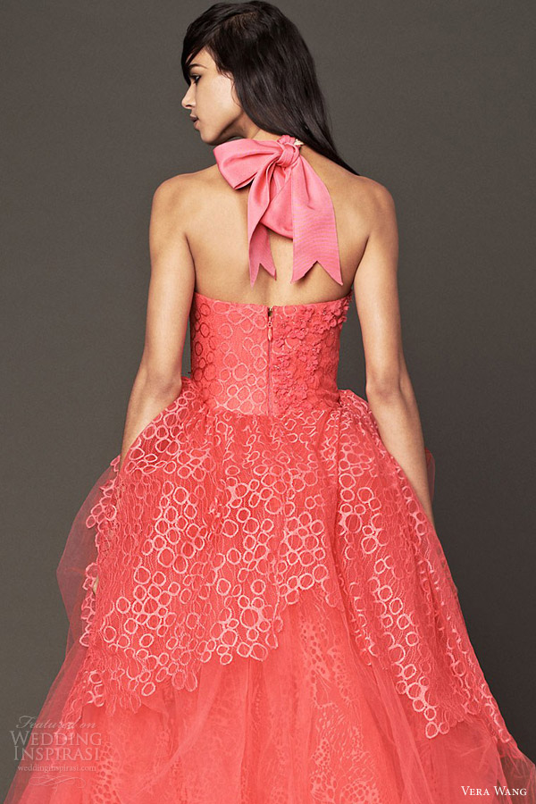 vera wang color wedding dresess fall 2014 coral strapless ball gown back