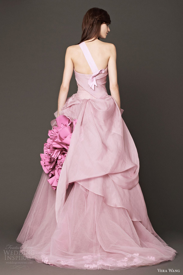 vera wang fall 2014 bridal pink wedding dress back