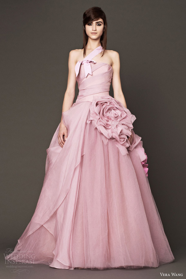 vera wang fall 2014 bridal pink wedding dress