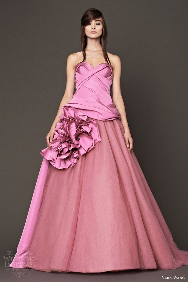 vera wang pink wedding dress bridal fall 2014