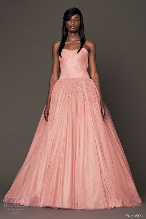 vera wang pink wedding dresses fall 2014 strapless ball gown