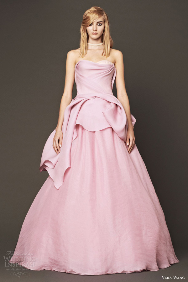 vera wang wedding dresses fall 2014 bridal pink ball gown front view