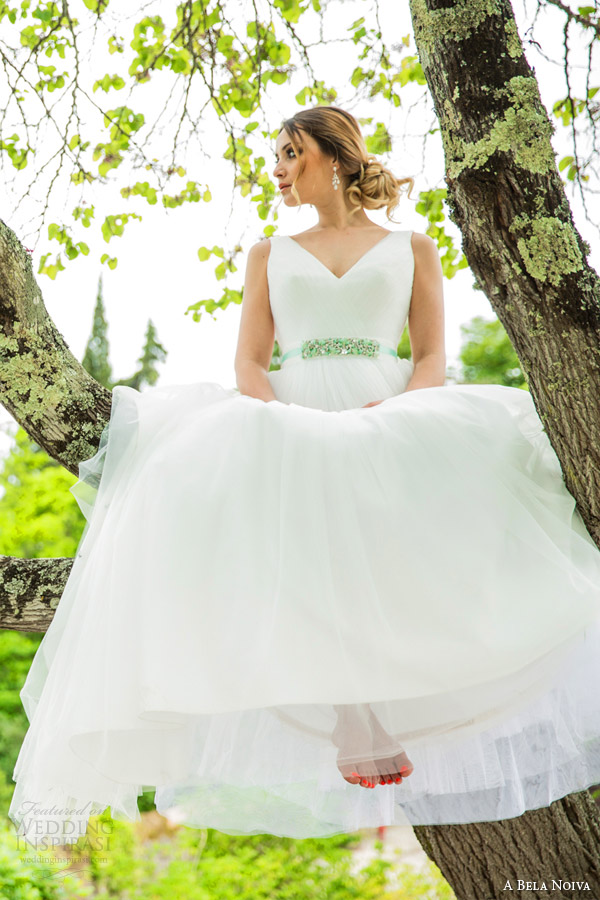 a bela noiva bridal 2014 sleeveless v neck wedding dress