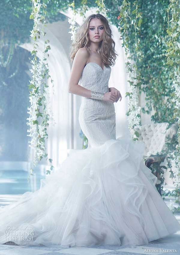 alvina valenta spring 2014 strapless trumpet wedding dress style 9414