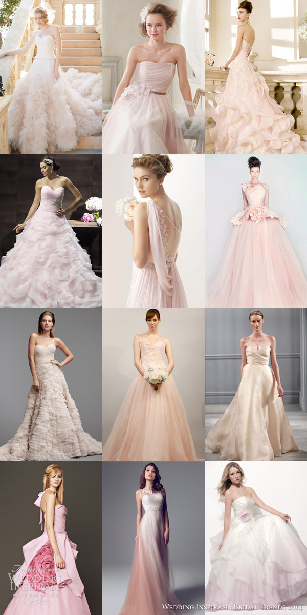 bridal trends 2014 color blush pink rose wedding dresses