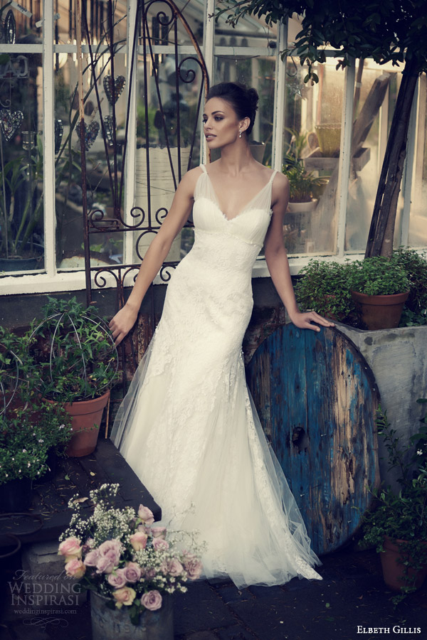 elbeth gillis 2014 bridal leia wedding gown tulle straps godet skirt