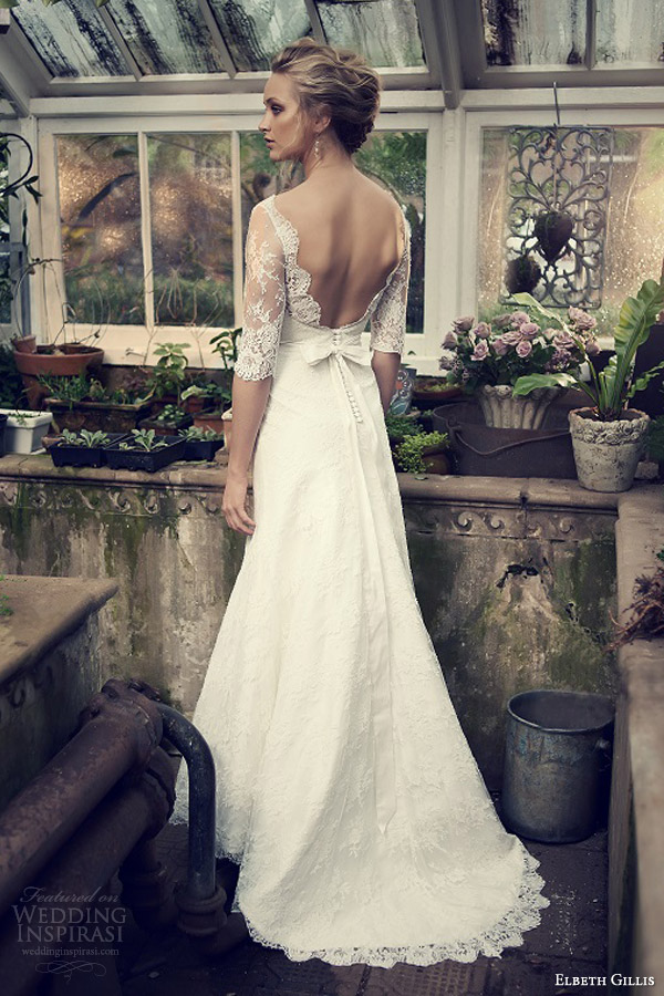 elbeth gillis wedding dresses 2014 catherine lace gown sleeves back train