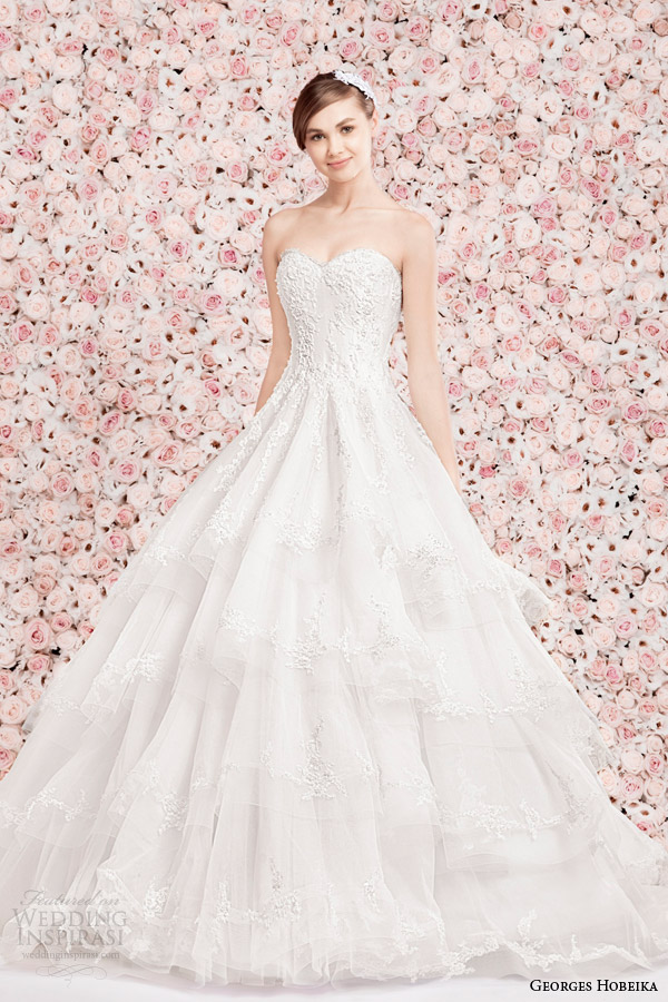 georges hobeika 2014 strapless ball gown wedding dress