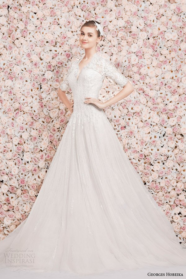 georges hobeika bridal 2014 half sleeve wedding dress