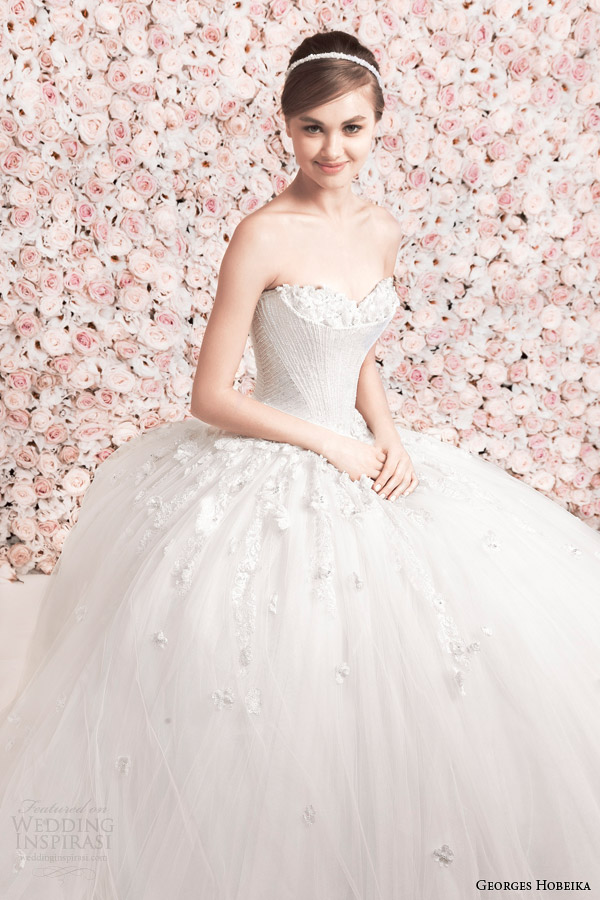 georges hobeika bridal 2014 strapless ball gown wedding dress