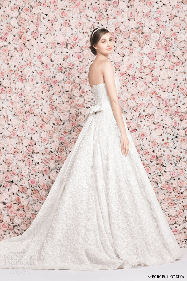 georges hobeika bridal 2014 strapless lace ball gown wedding dress