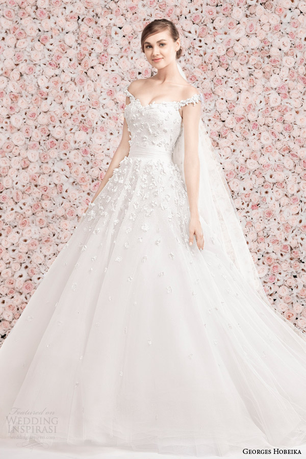 georges hobeika bridal spring 2014 wedding dress with off the shoulder straps