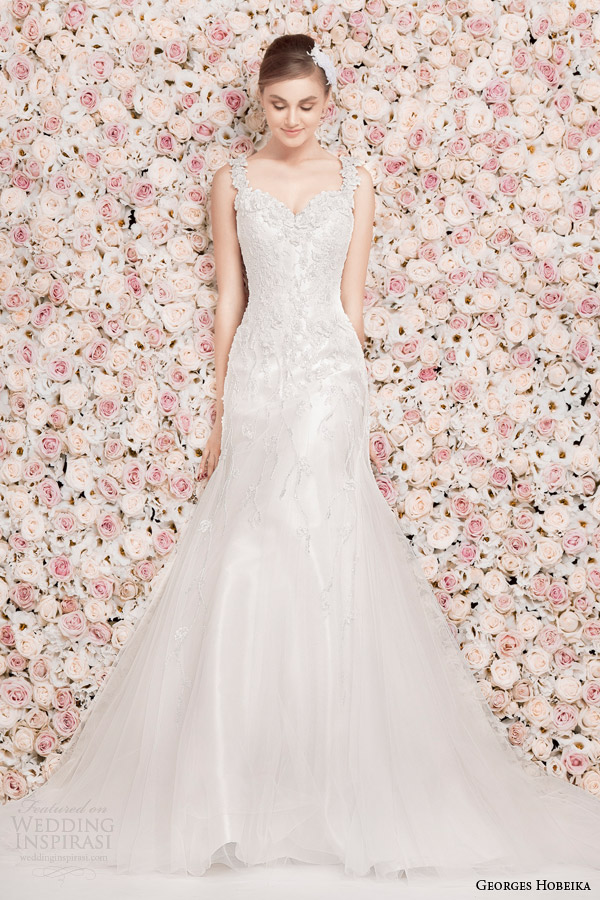 georges hobeika wedding dresses 2014 fit flare gown with straps