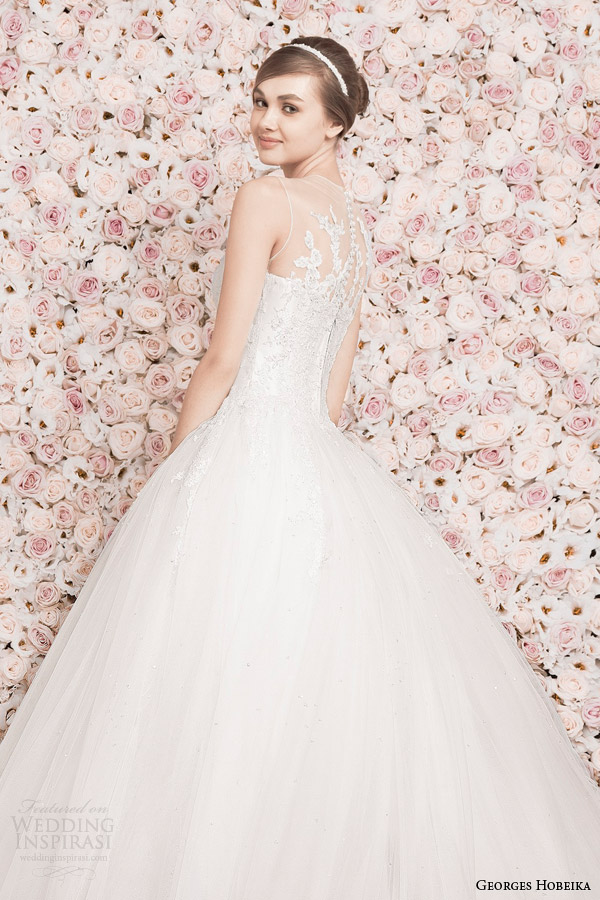 georges hobeika wedding dresses 2014 sleeveless illusion neckline ball gown back detail