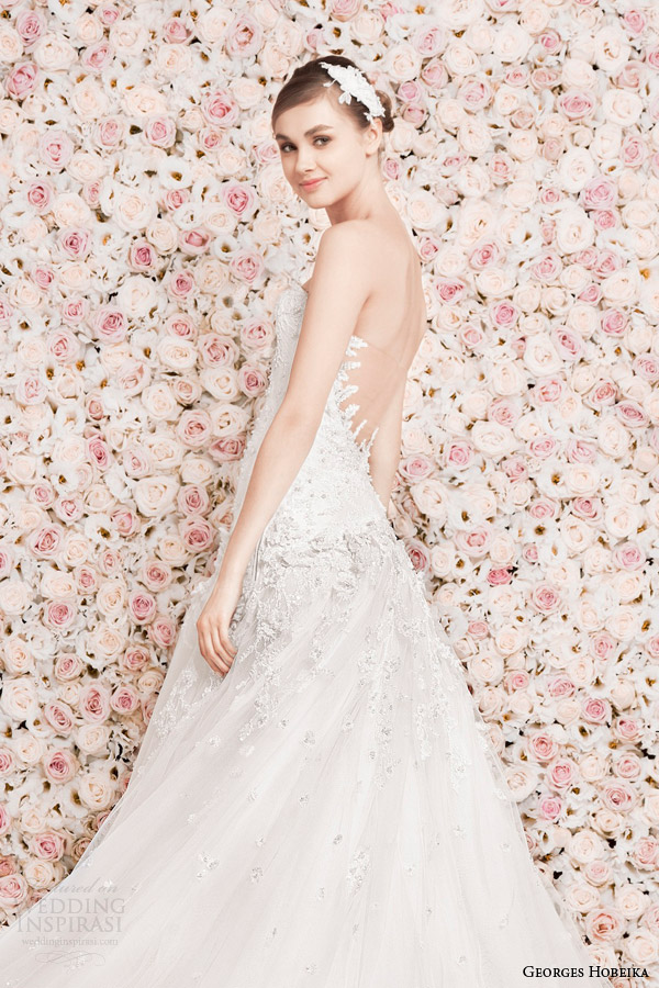 georges hobeika wedding dresses 2014 strapless gown illusion back detail