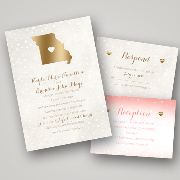 invitations by dawn gold foil stamped wedding invitation style heart and home