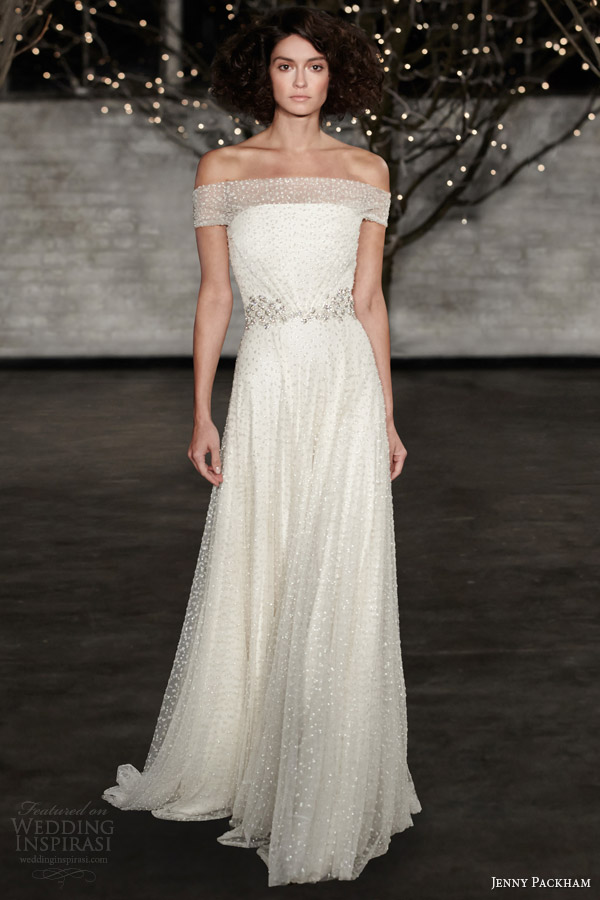 jenny packham bridal 2014 spring stella off shoulder wedding dress