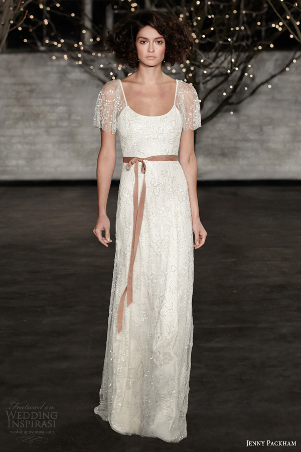 jenny packham bridal spring 2014 freya wedding dress illusion short sleeves