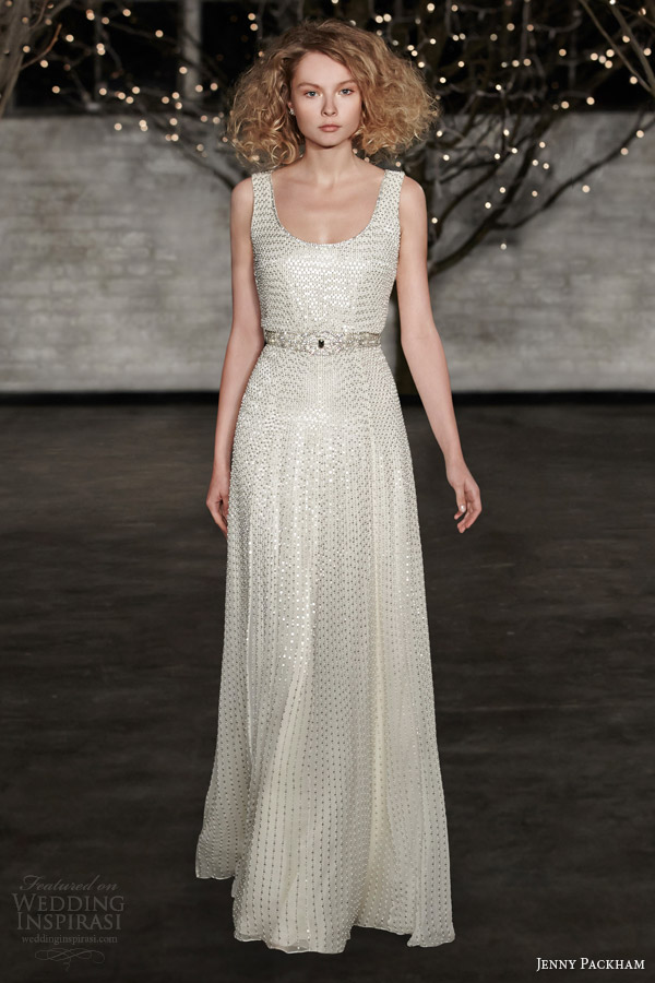 jenny packham bridal spring 2014 kathleen sleeveless tank strap bodice wedding dress