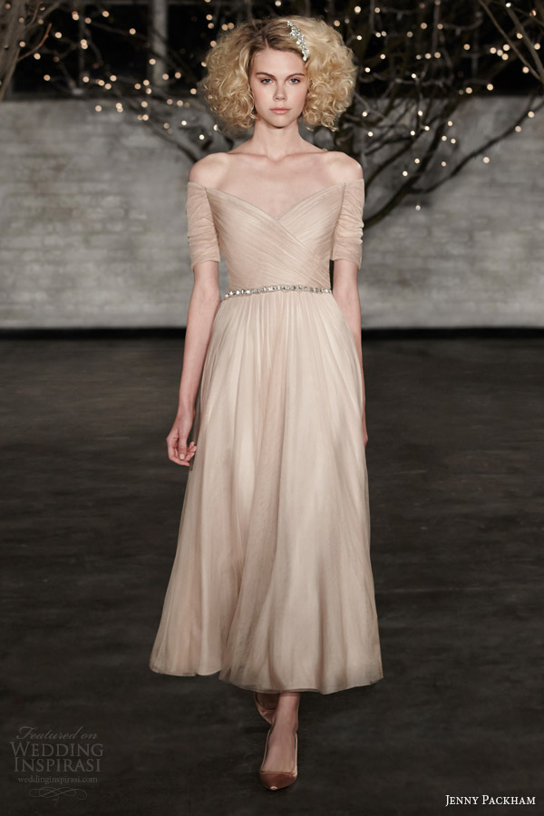 jenny packham spring 2014 hayley tea length color wedding dress