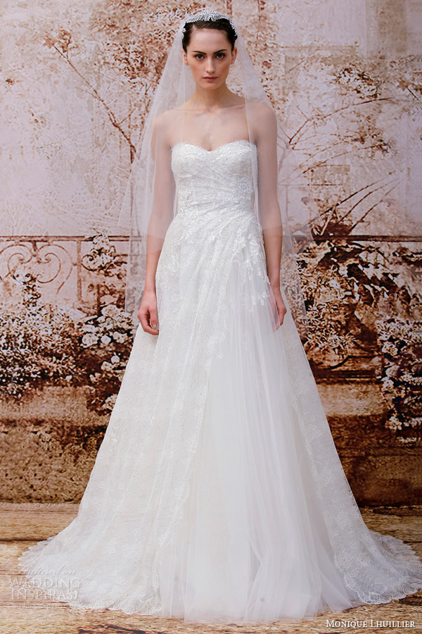 monique lhuillier 2014 waverly strapless modified a line gown