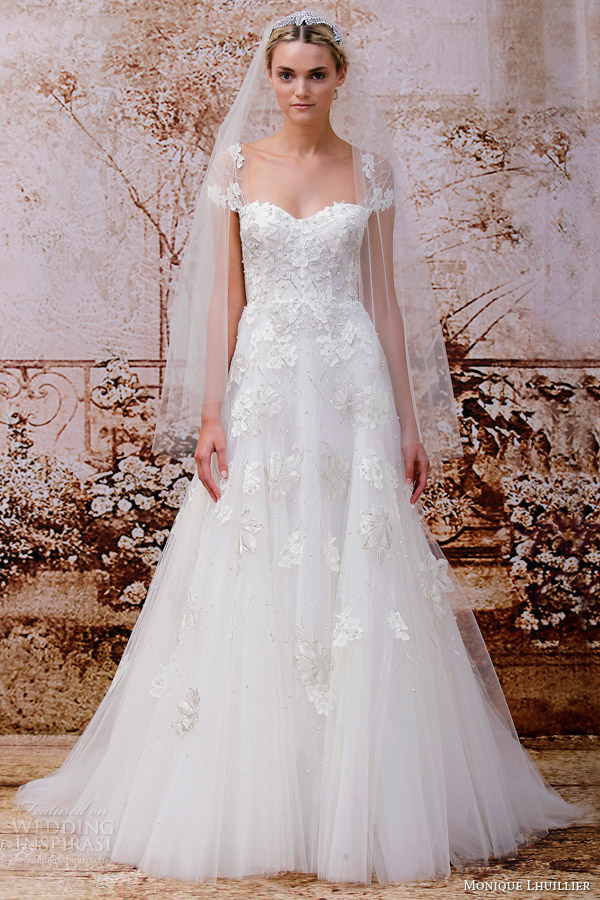 monique lhuillier bridal fall 2014 esme wedding dress illusion cap sleeves