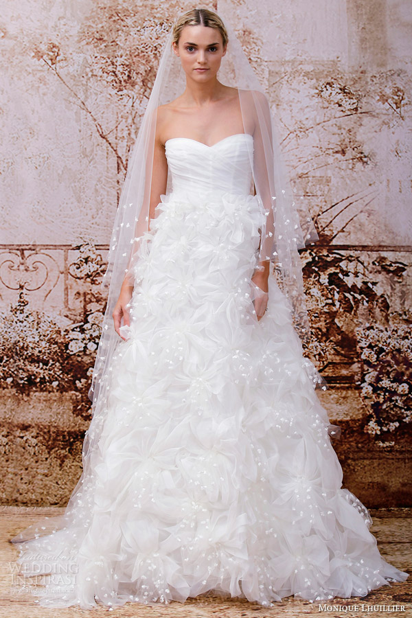 monique lhuillier bridal fall 2014 holly strapless wedding dress