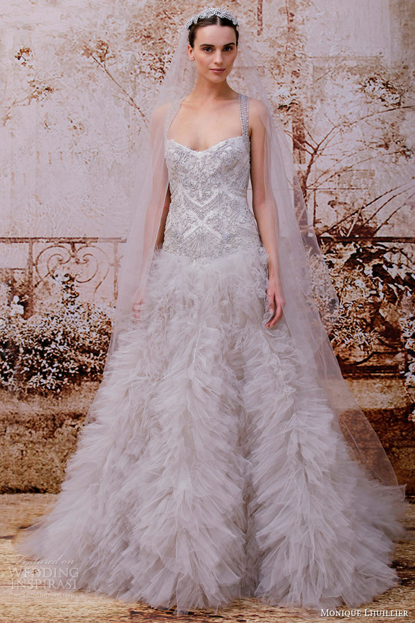 monique lhuillier bridal fall 2014 violet wedding dress smoke tulle embellished gown