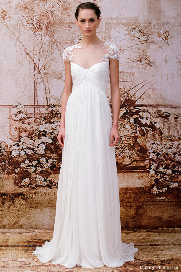 monique lhuillier fall 2014 analise illusion neckline wedding dress