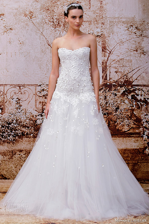 monique lhuillier fall 2014 antoinette strapless wedding dress