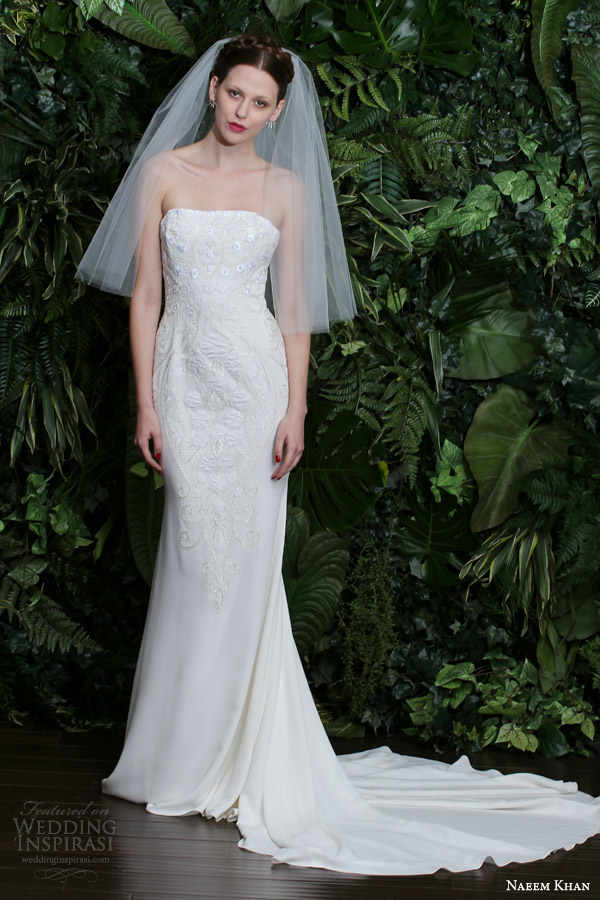 naeem khan bridal 2014 fall agra strapless wedding dress