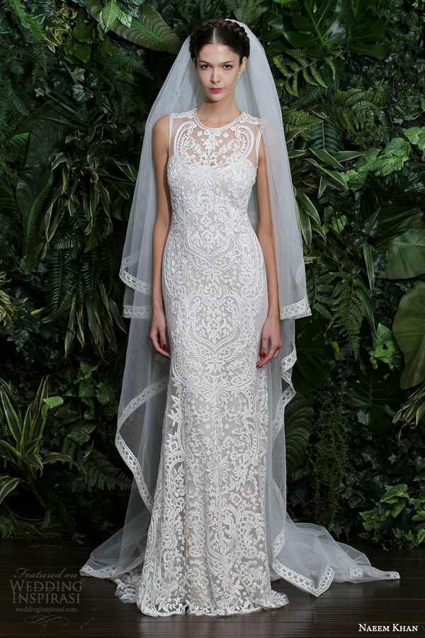 naeem khan bridal fall winter 2014 2015 valencia embroidered strapless wedding dress