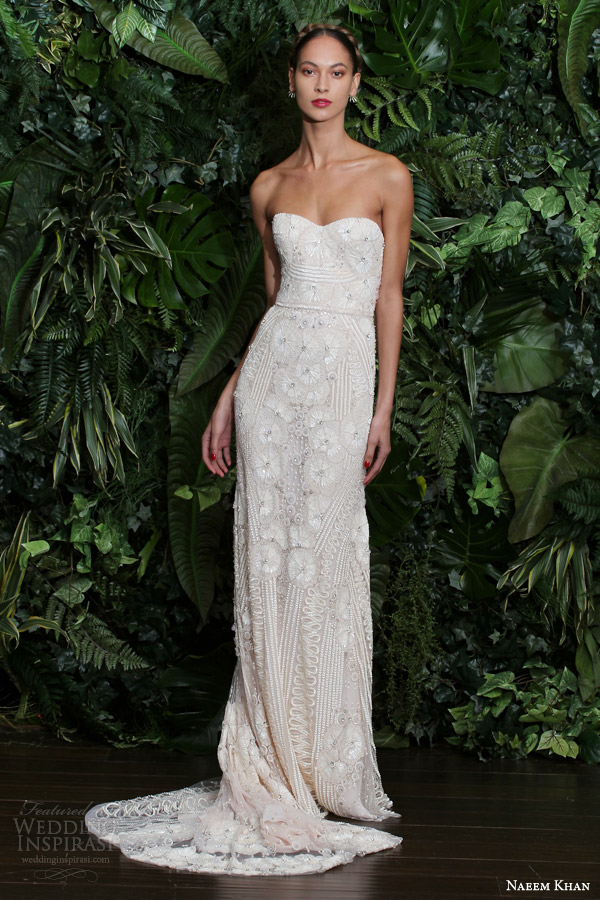 naeem khan fall 2014 bridal granada strapless beaded wedding dress