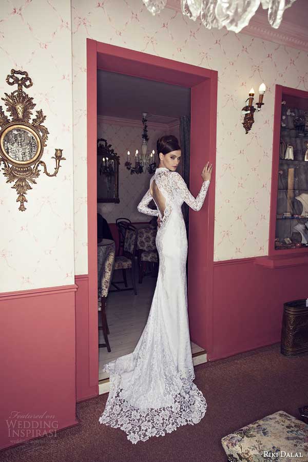 riki dalal 2014 long sleeve wedding dress with keyhole back