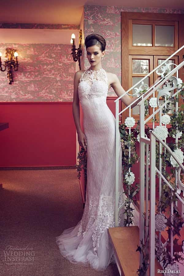 riki dalal bridal 2014 halter neck wedding dress full view