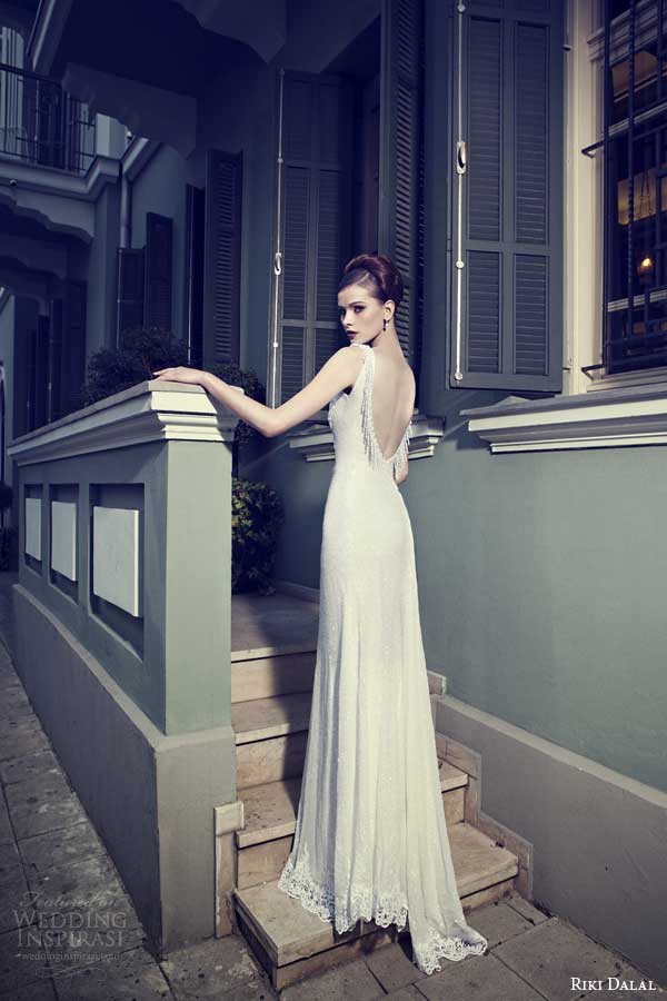 riki dalal bridal 2014 sleeveless sheath wedding dress back view