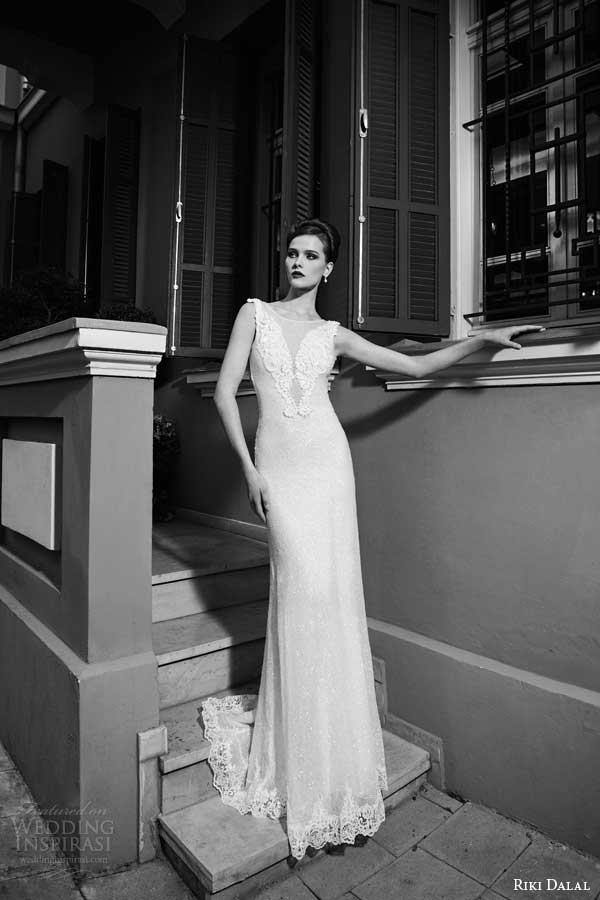 riki dalal bridal 2014 sleeveless sheath wedding dress