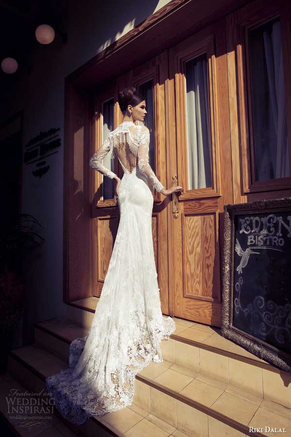 riki dalal bridal 2014 wedding dress illusion long sleeves keyhole back