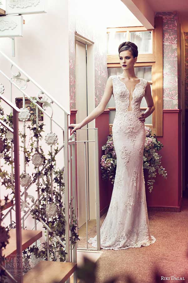 riki dalal wedding dresses 2014 sleeveless lace gown