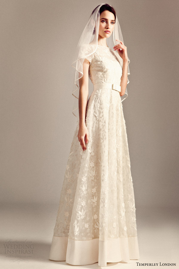 temperley bridal fall 2014 iris dawn short sleeve wedding dress