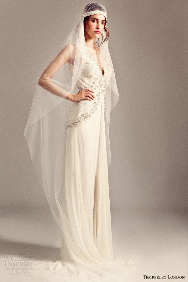 temperley london bridal 2014 iris romily sleeveless wedding dress gatsby crystal veil