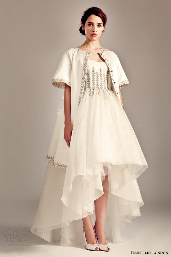 temperley london bridal fall 2014 2015 iris aralia short to long wedding dress evening coat